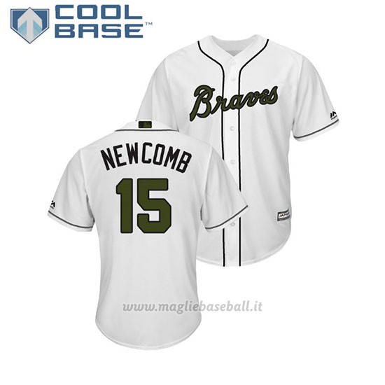 Maglia Baseball Uomo Atlanta Braves Sean Newcomb 2018 Dia de los Caidos Cool Base Bianco